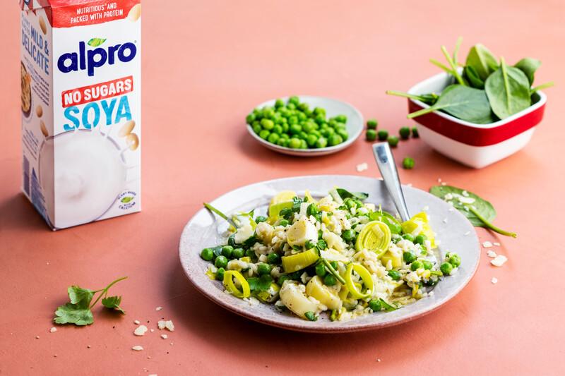 Romige Risotto met Prei, Erwt en Spinazie