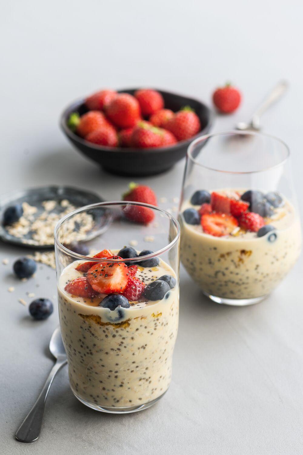 Citron-blåbär overnight oats