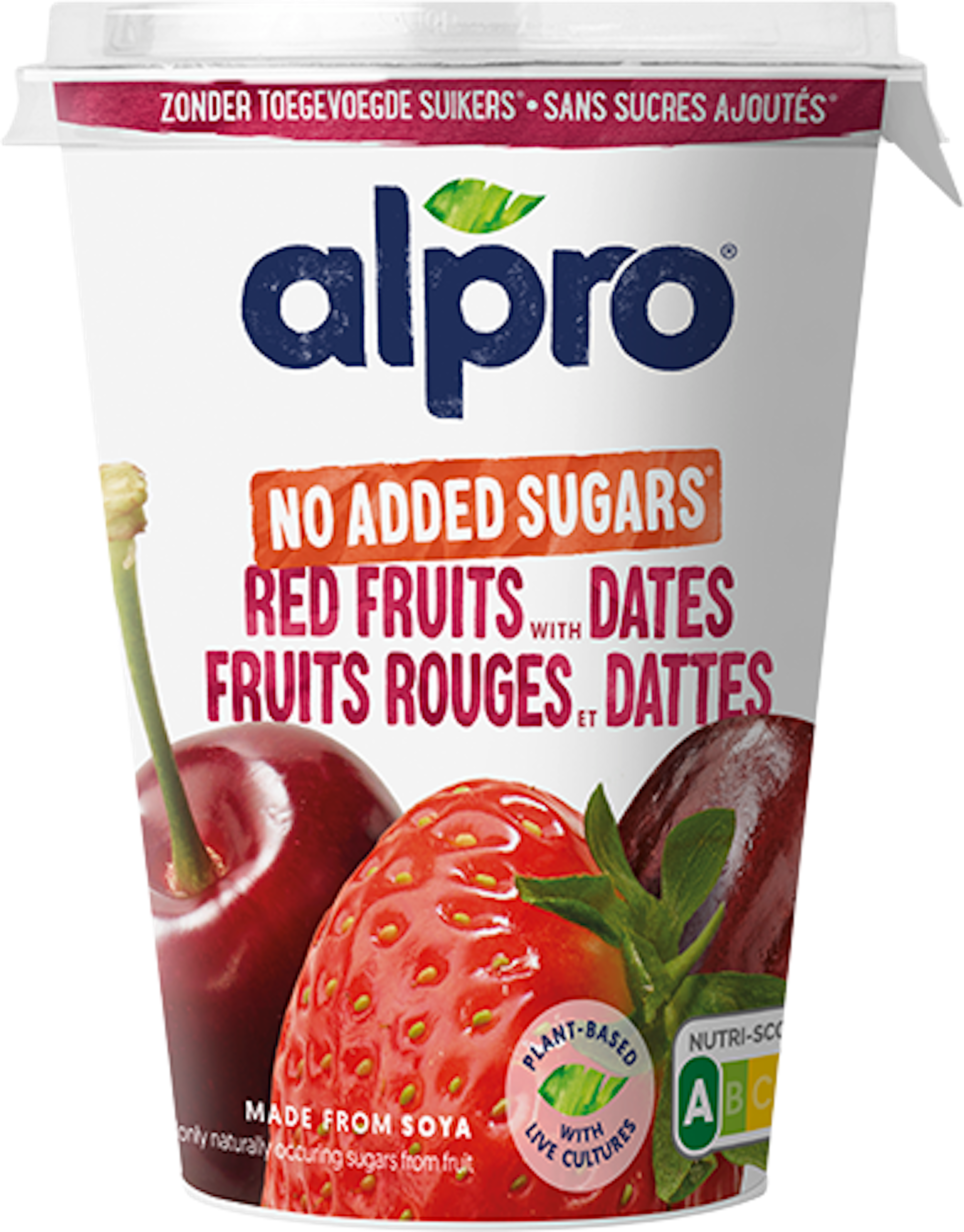 Rode Vruchten met Dadels Plantaardig Alternatief voor Yoghurt Zonder Toegevoegde Suikers