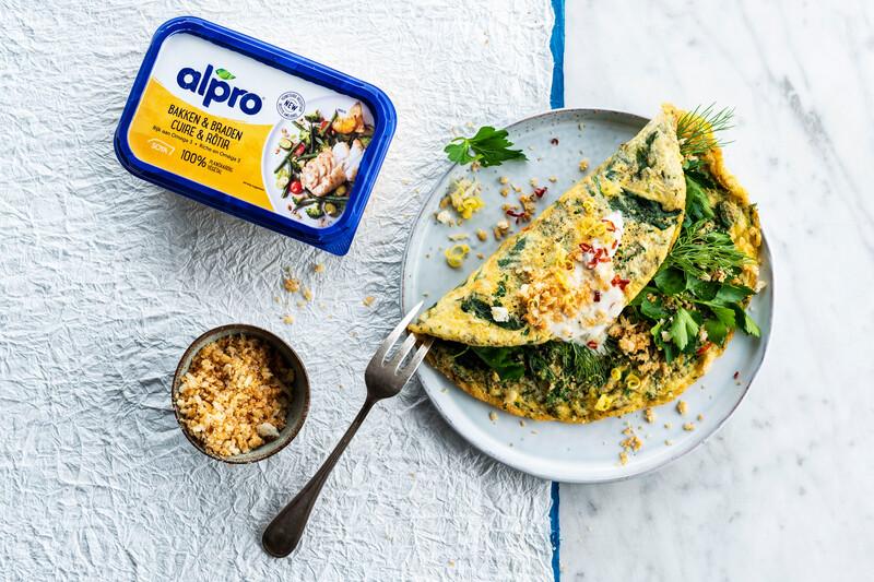 Omelette soufflée aux jeunes épinards