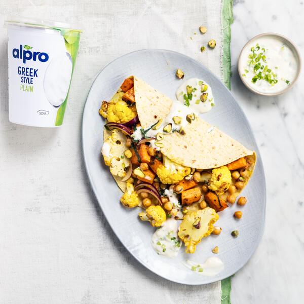 Spiced Veggie Shawarma with Alpro Tahini Dip