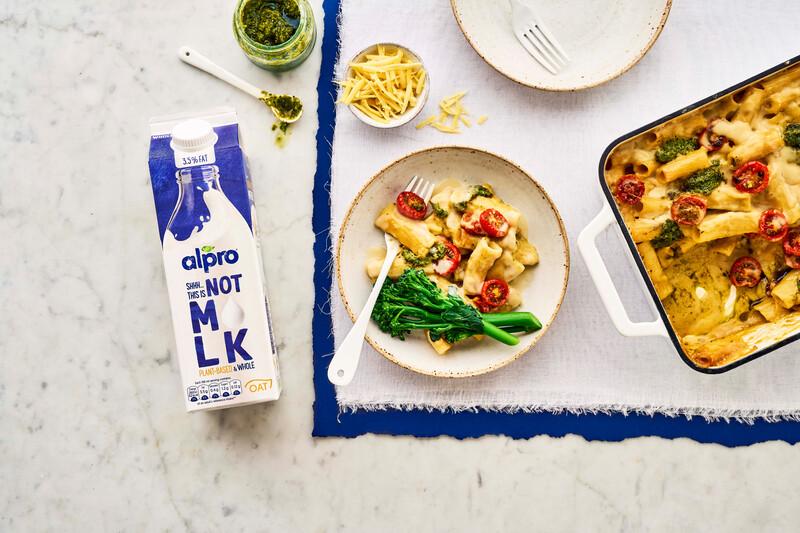 Plant-Based ‘Mac n Cheese’ with Basil Pesto and Slow Roasted Tomatoes