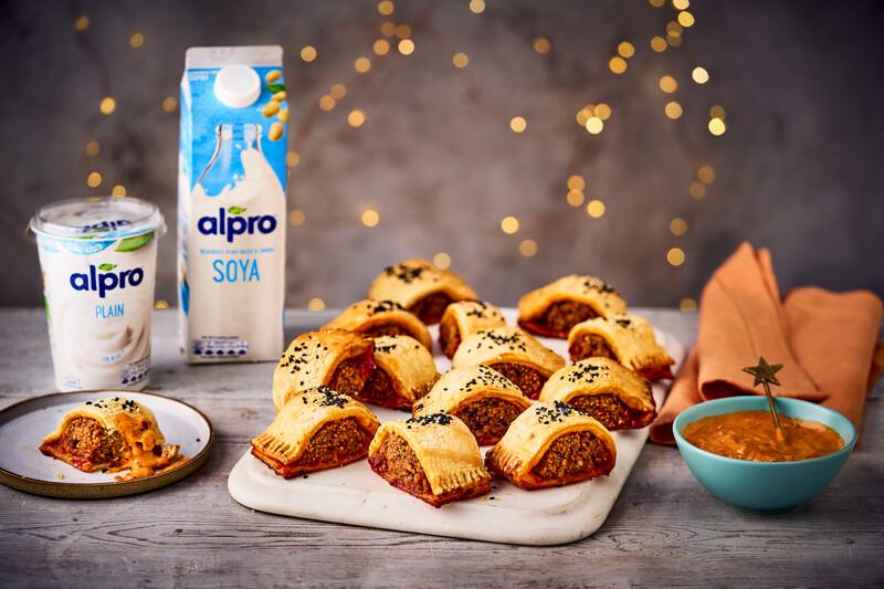 Moroccan Spiced Plant-Based Sausage Rolls with Harissa Dipping Sauce